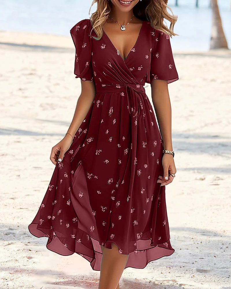 Elegant V-neck dress with print