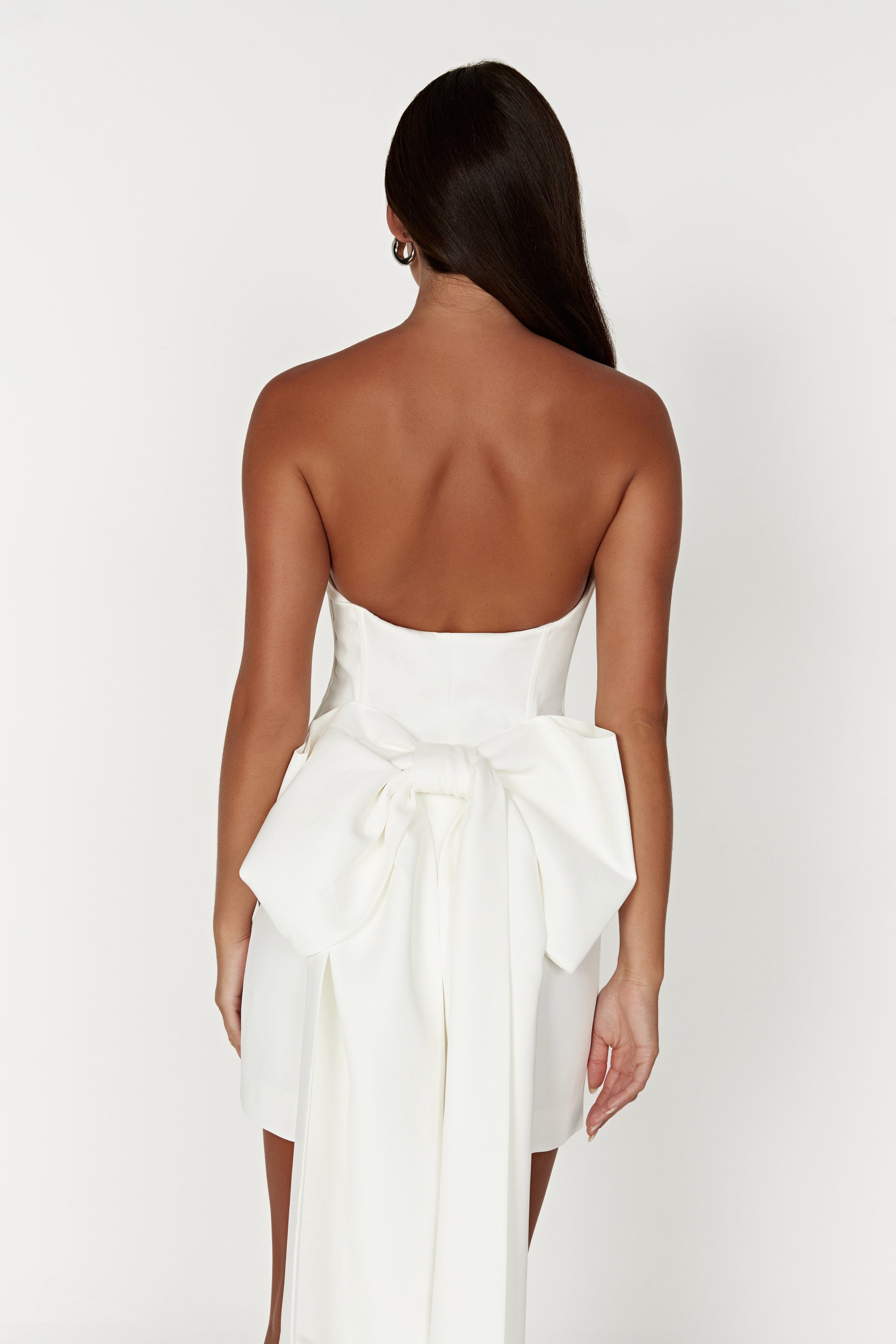 Meredith Strapless Bow Mini Dress - White