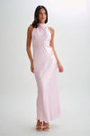 Jenn Iridescent Satin Cowl Maxi Dress - Pale Pink