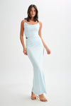 Jadora Draped Slinky Maxi Dress - Sky Blue