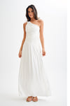 Jenn One Shoulder Pleated Maxi Dress - Ivory