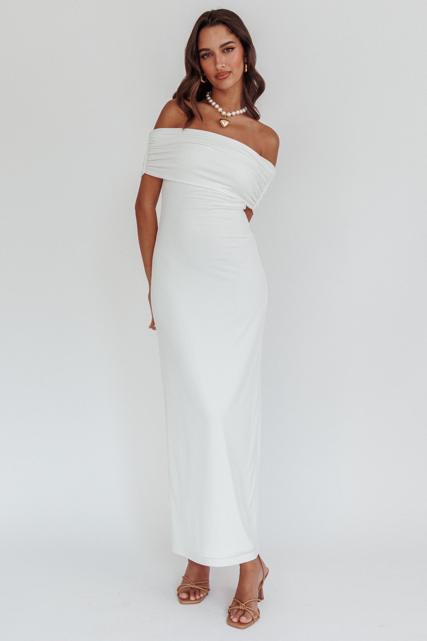 Cruising Sunset Off Shoulder Dress Off White