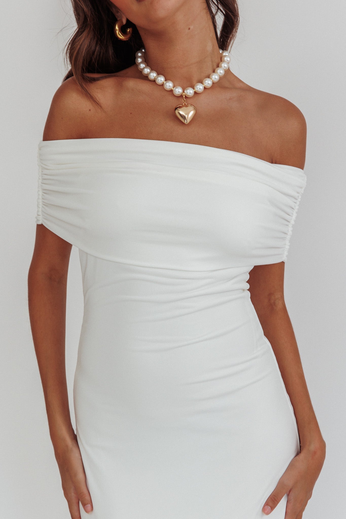 Cruising Sunset Off Shoulder Dress Off White