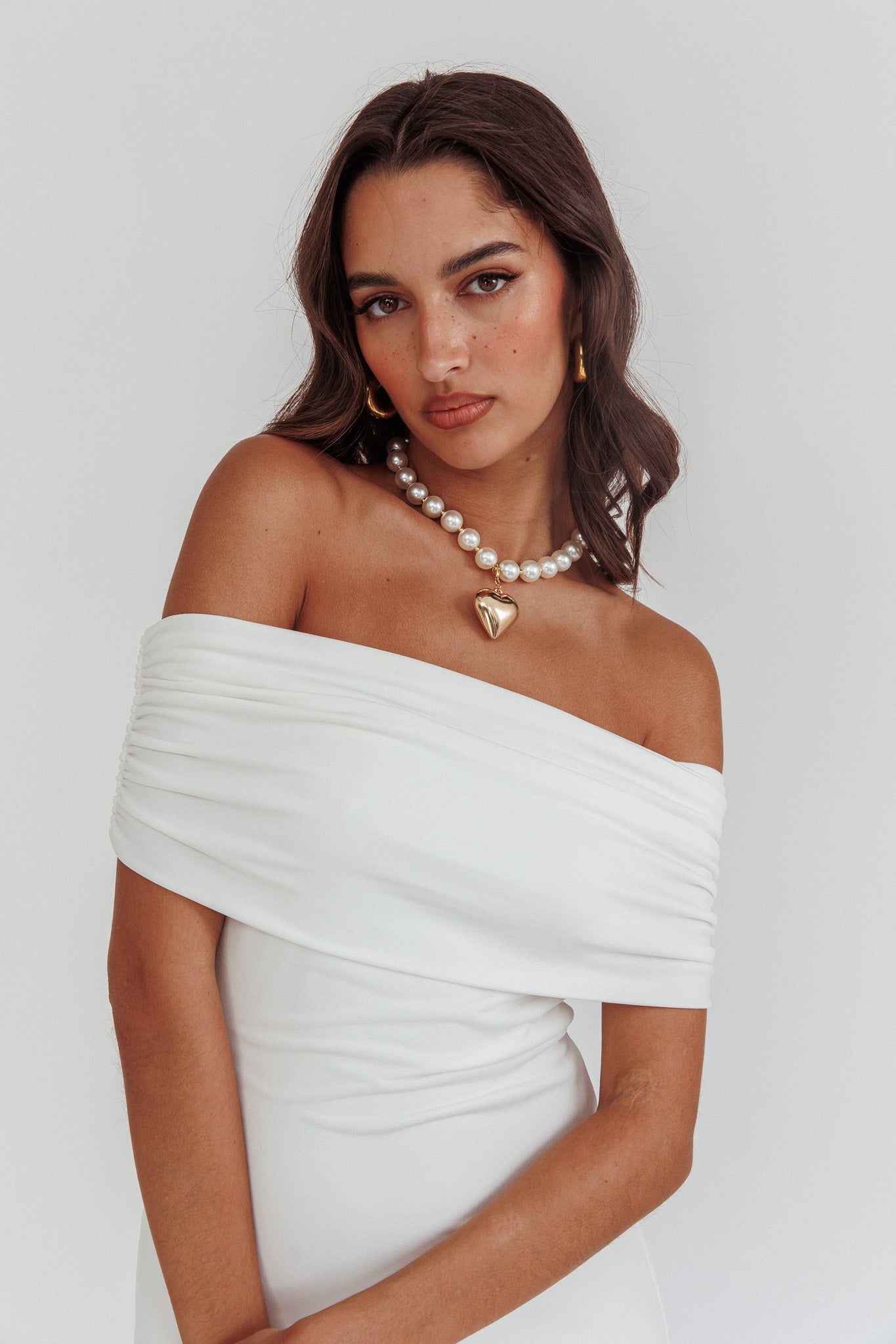 Cruising Sunset Off Shoulder Dress Off White