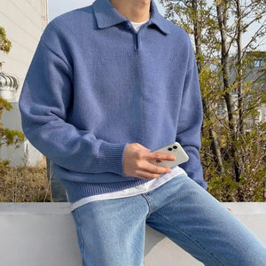 Guizamo Woolen Button Half Zip