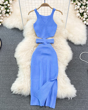 Waist Hollow Suspender Bodycon  Dress