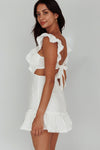 Porcia Tied Back Frill Dress White