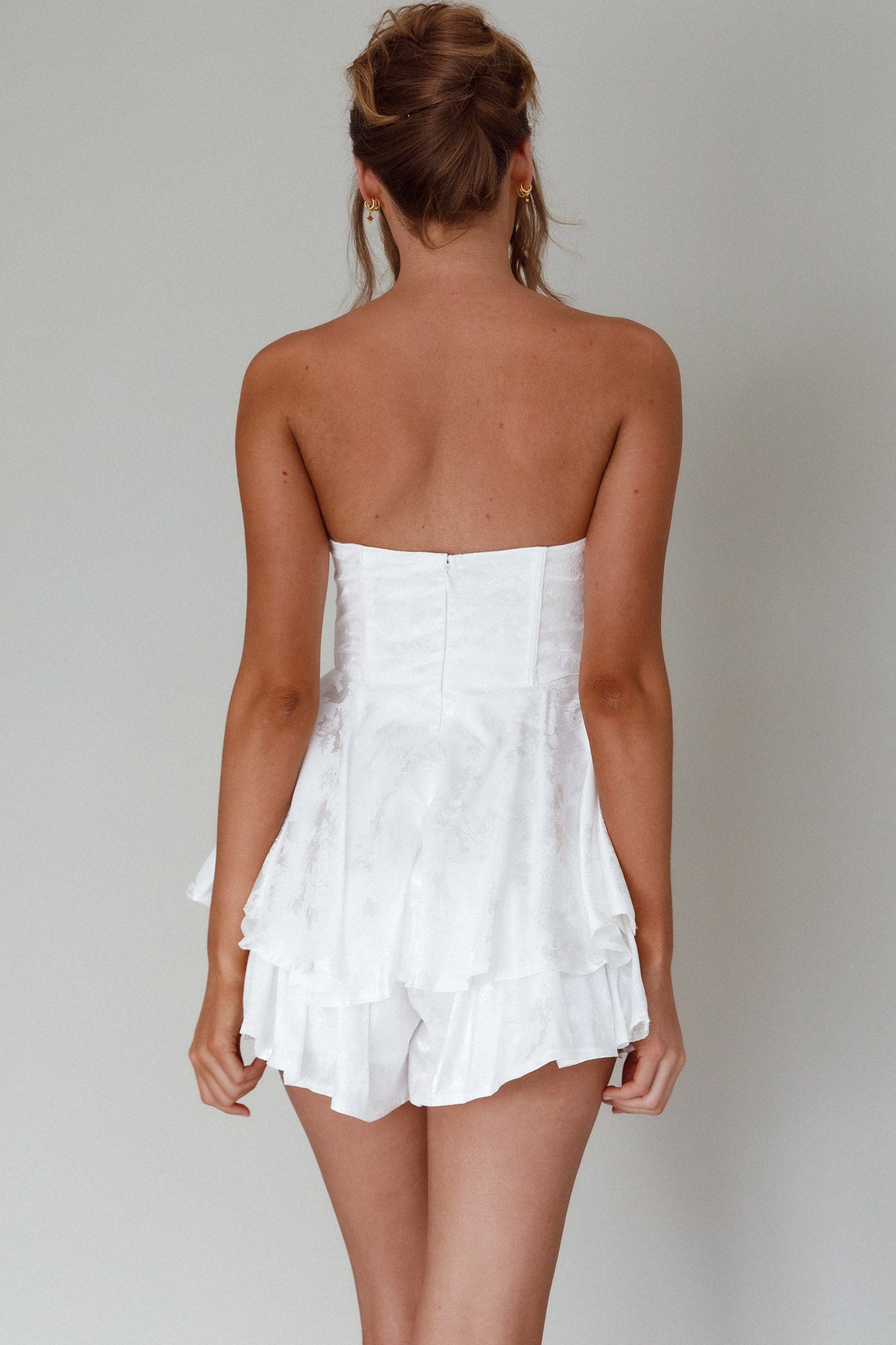 Paris Muse Gathered Bust Romper White