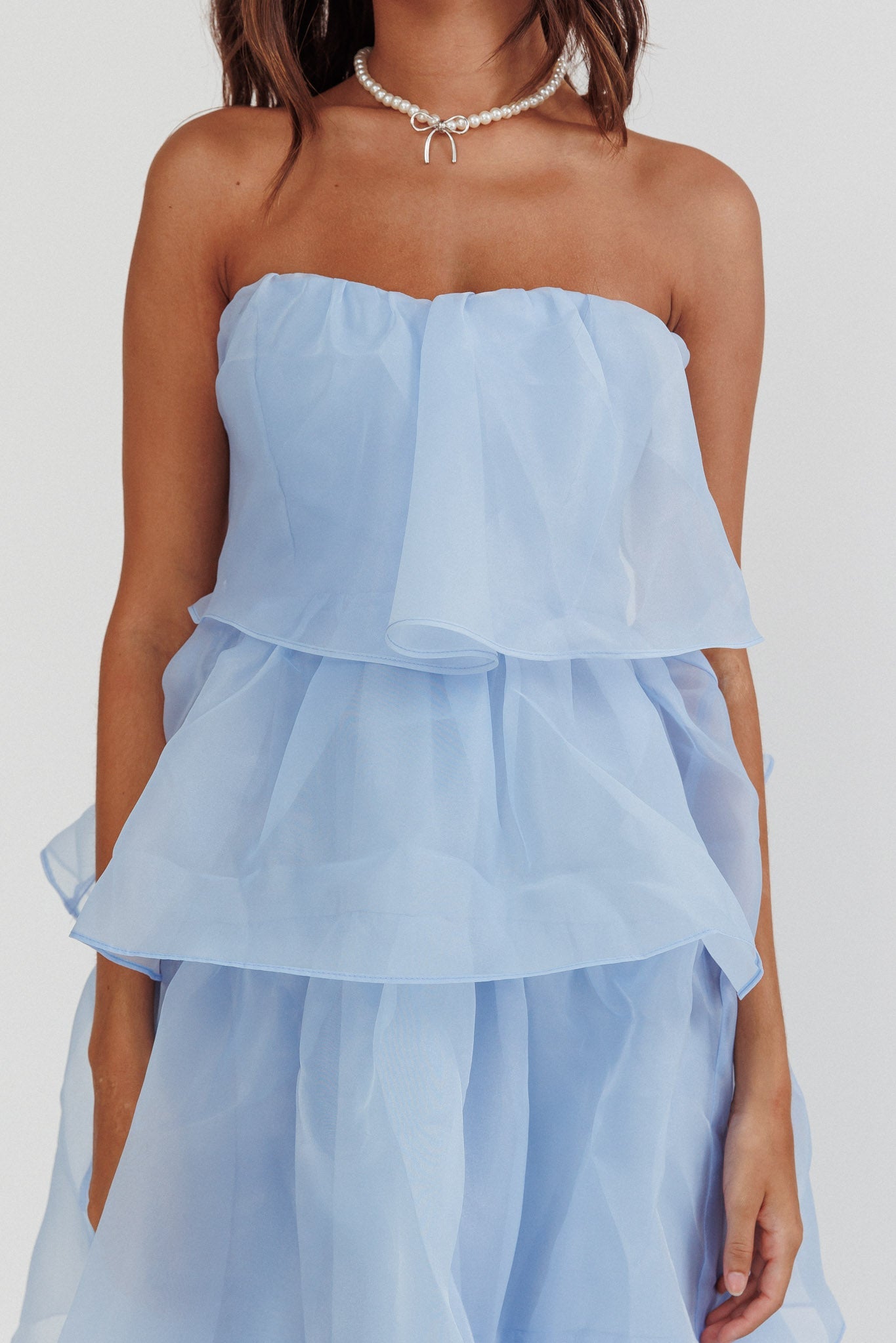 Behati Tiered Layer Midi Dress Blue