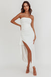 Cha Cha Strapless Thigh Split Dress White