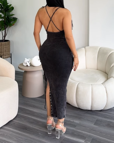 Beautiful Back Slit Strapless Bodycon Dress