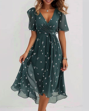 Elegant V-neck dress with print