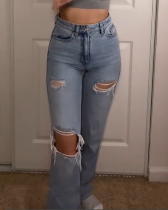 Slightly Stretchy Ripped Boyfriend Jeans