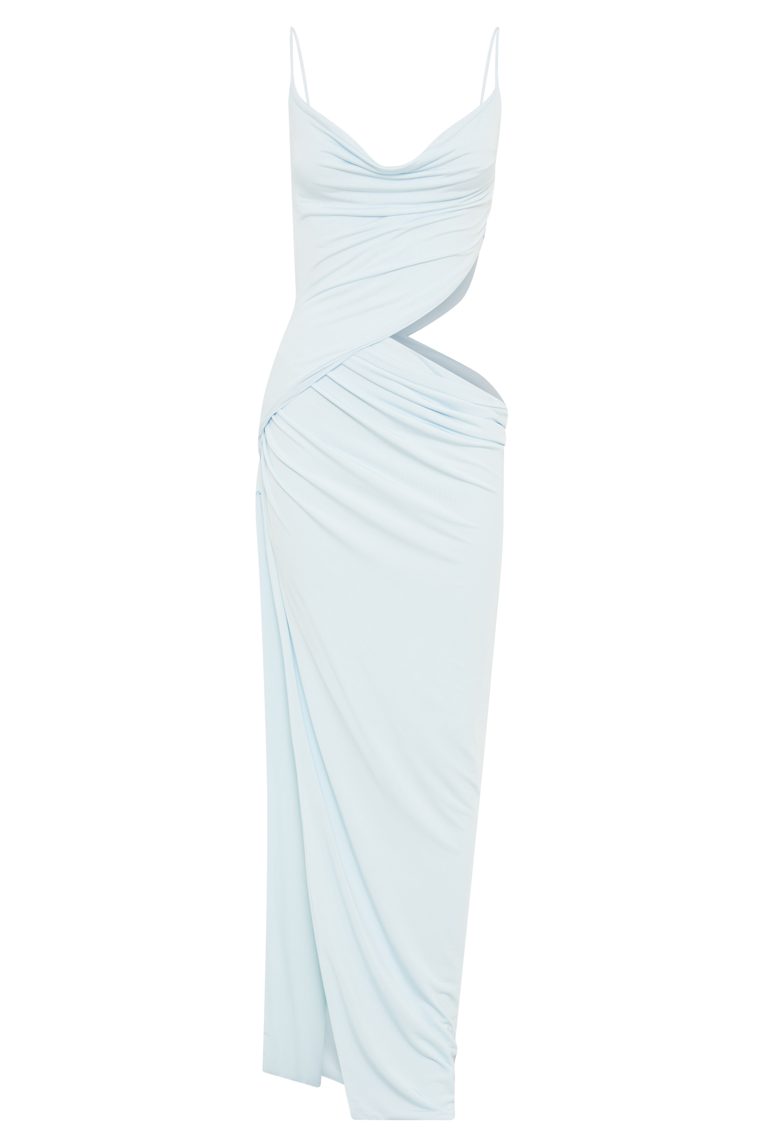 Jadora Draped Slinky Maxi Dress - Sky Blue