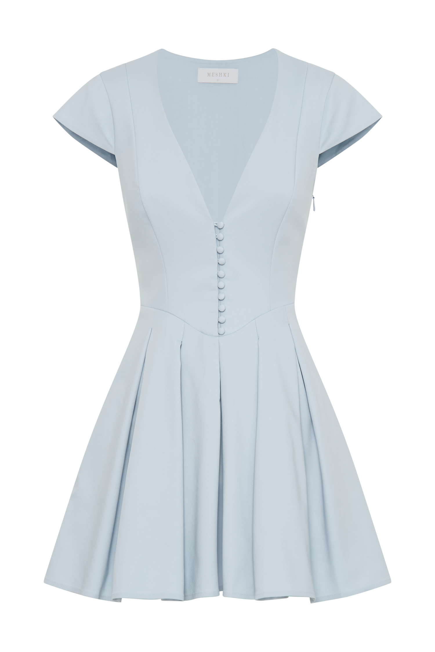 Kelly Cotton Cap Sleeve Mini Dress - Sky Blue