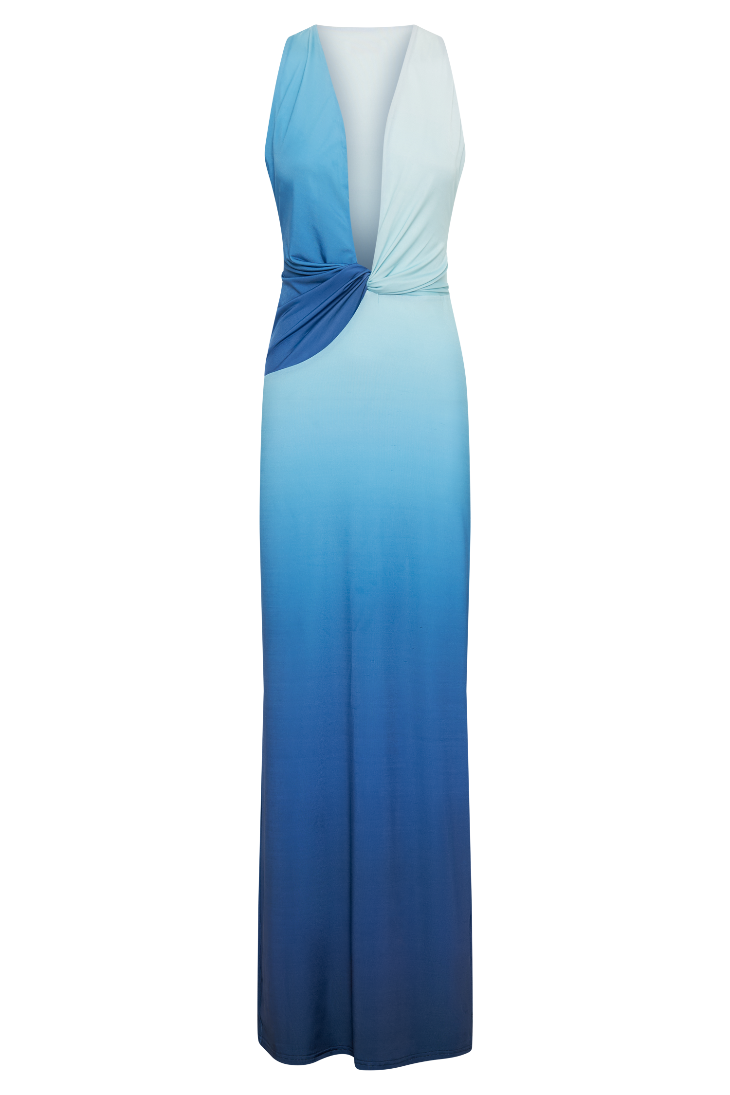 Stella Draped Slinky Maxi Dress - Ombre Blue