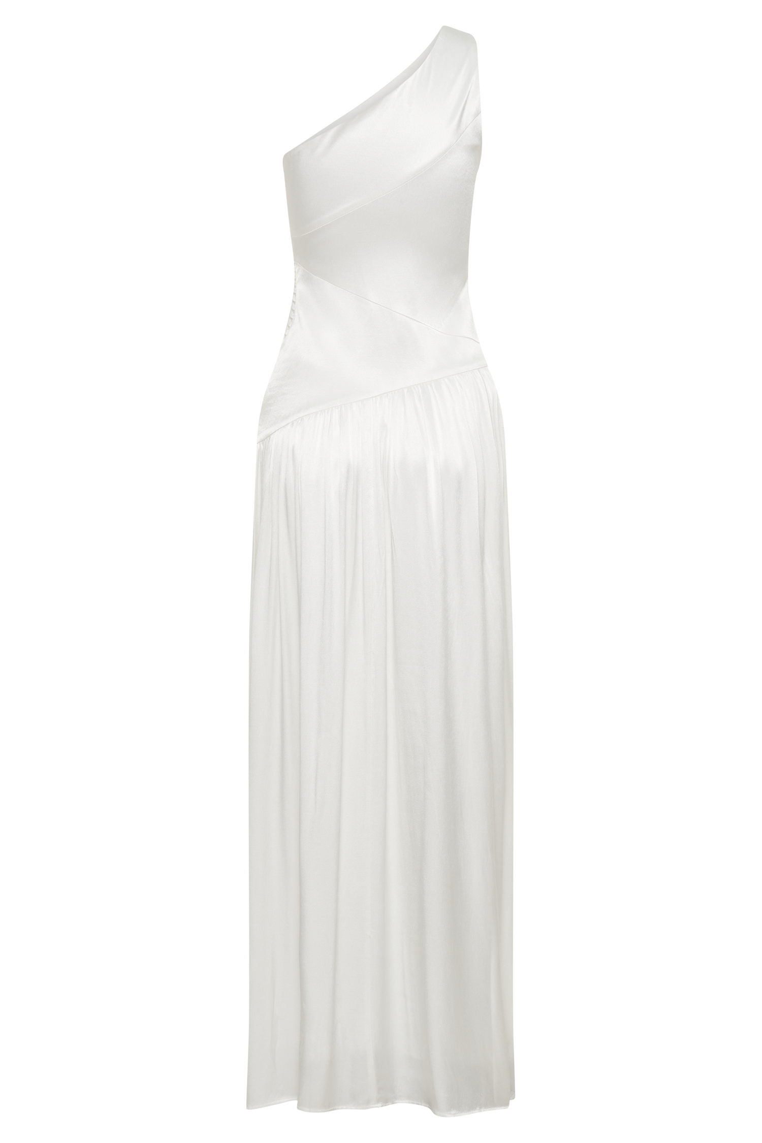 Jenn One Shoulder Pleated Maxi Dress - Ivory