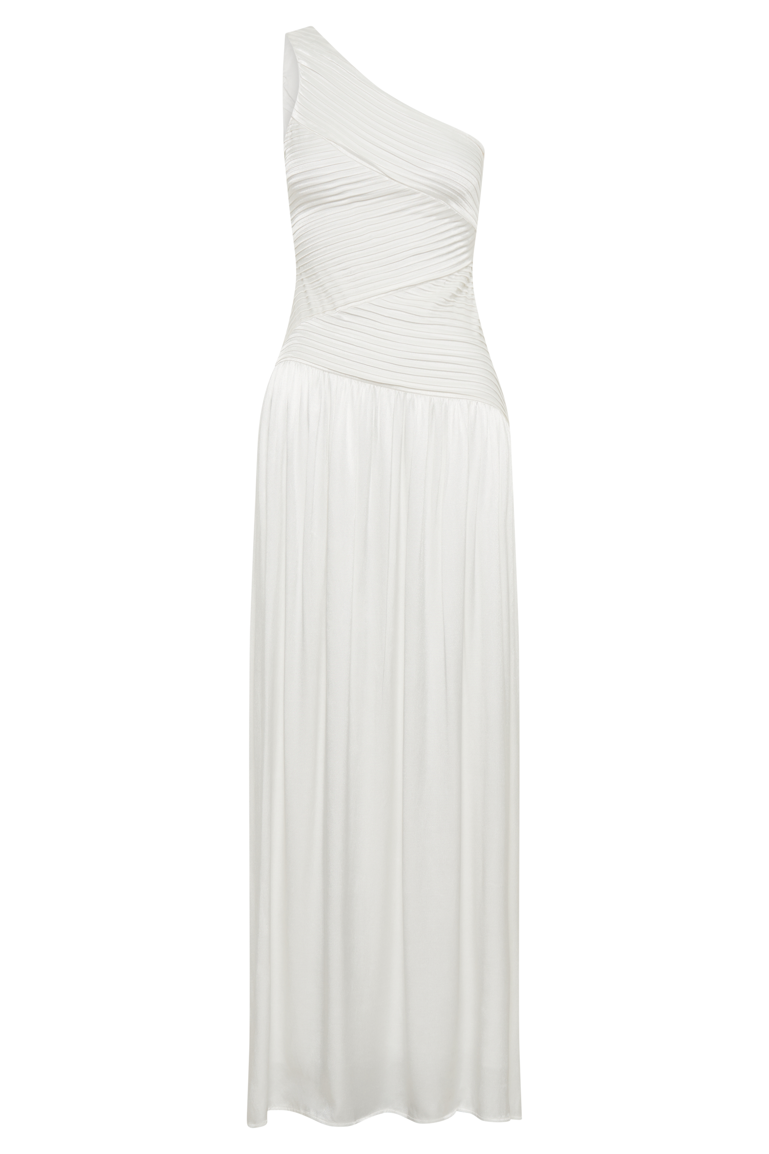 Jenn One Shoulder Pleated Maxi Dress - Ivory