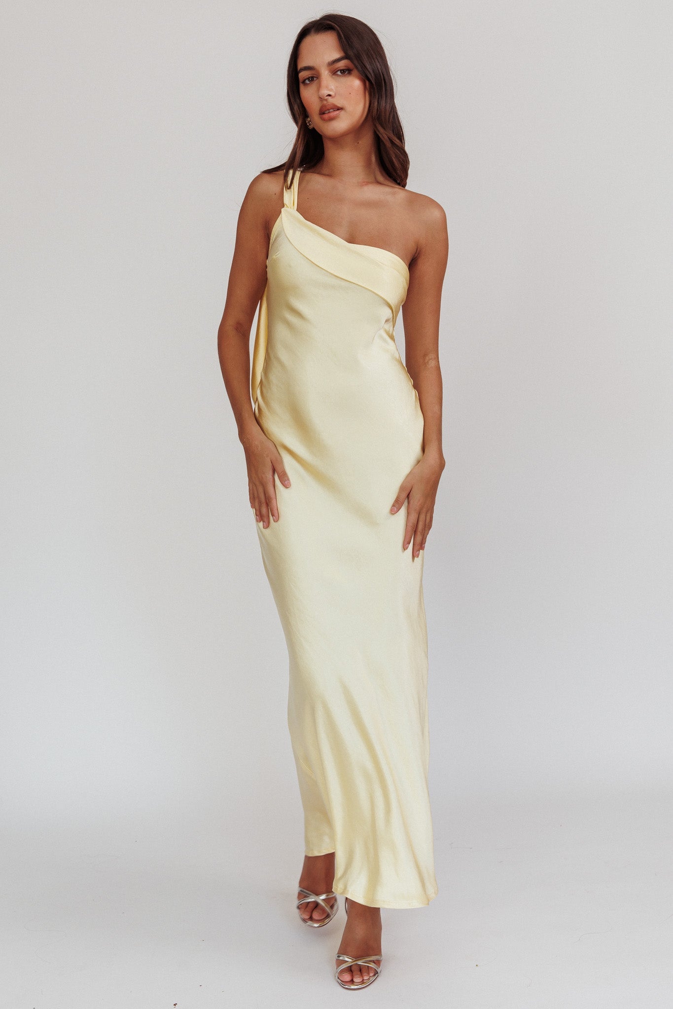 Carmel One-Shoulder Sash Maxi Dress Butter