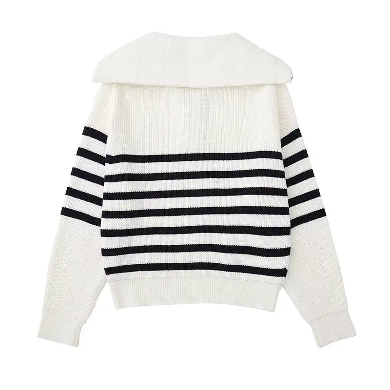 Guizamo Striped Zip Up Sweater