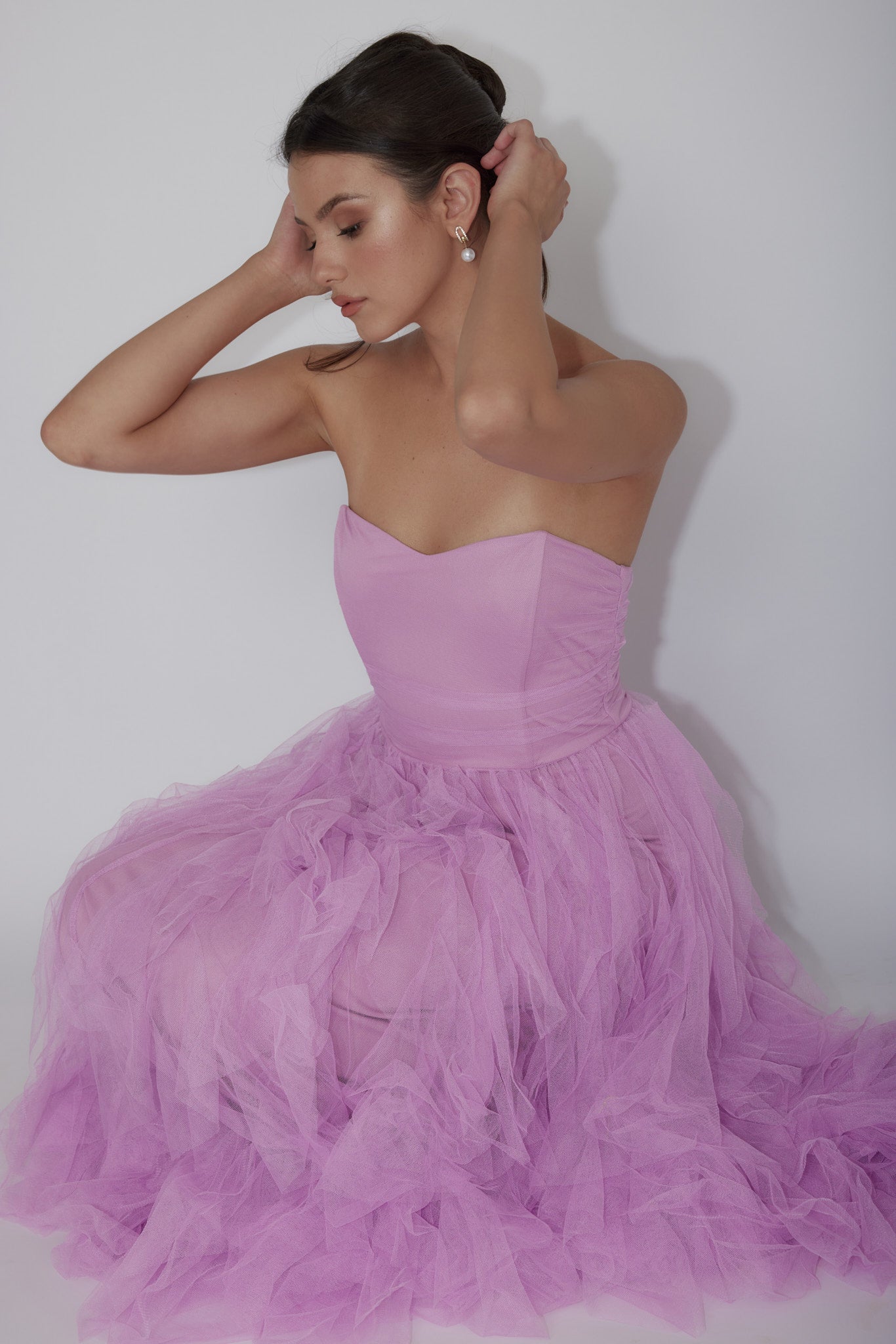 Rori Tulle Cascade Maxi Dress Orchid