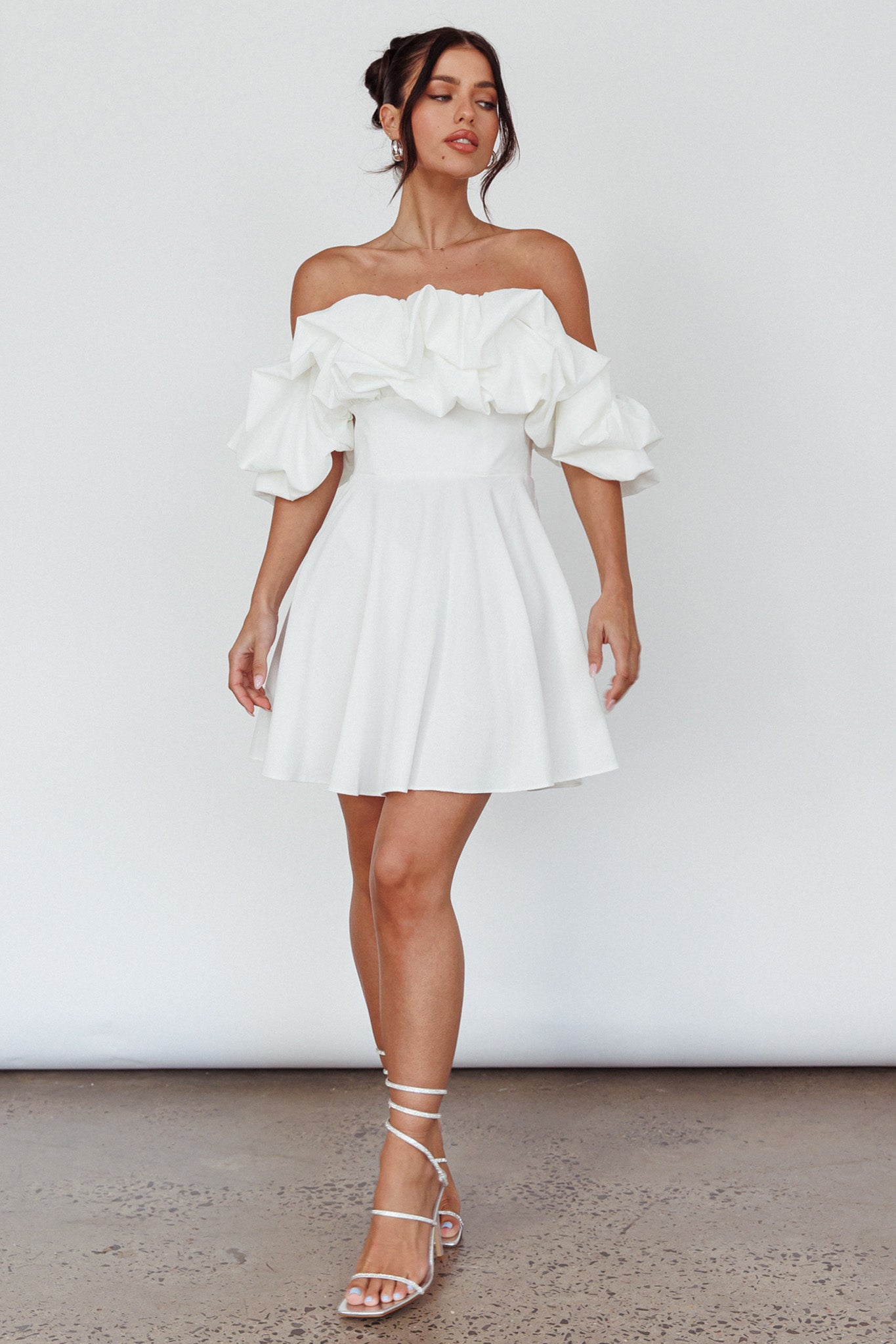 Kailynn Off-Shoulder A-Line Mini Dress White