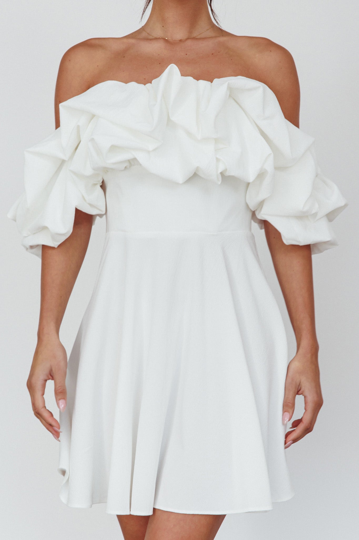 Kailynn Off-Shoulder A-Line Mini Dress White