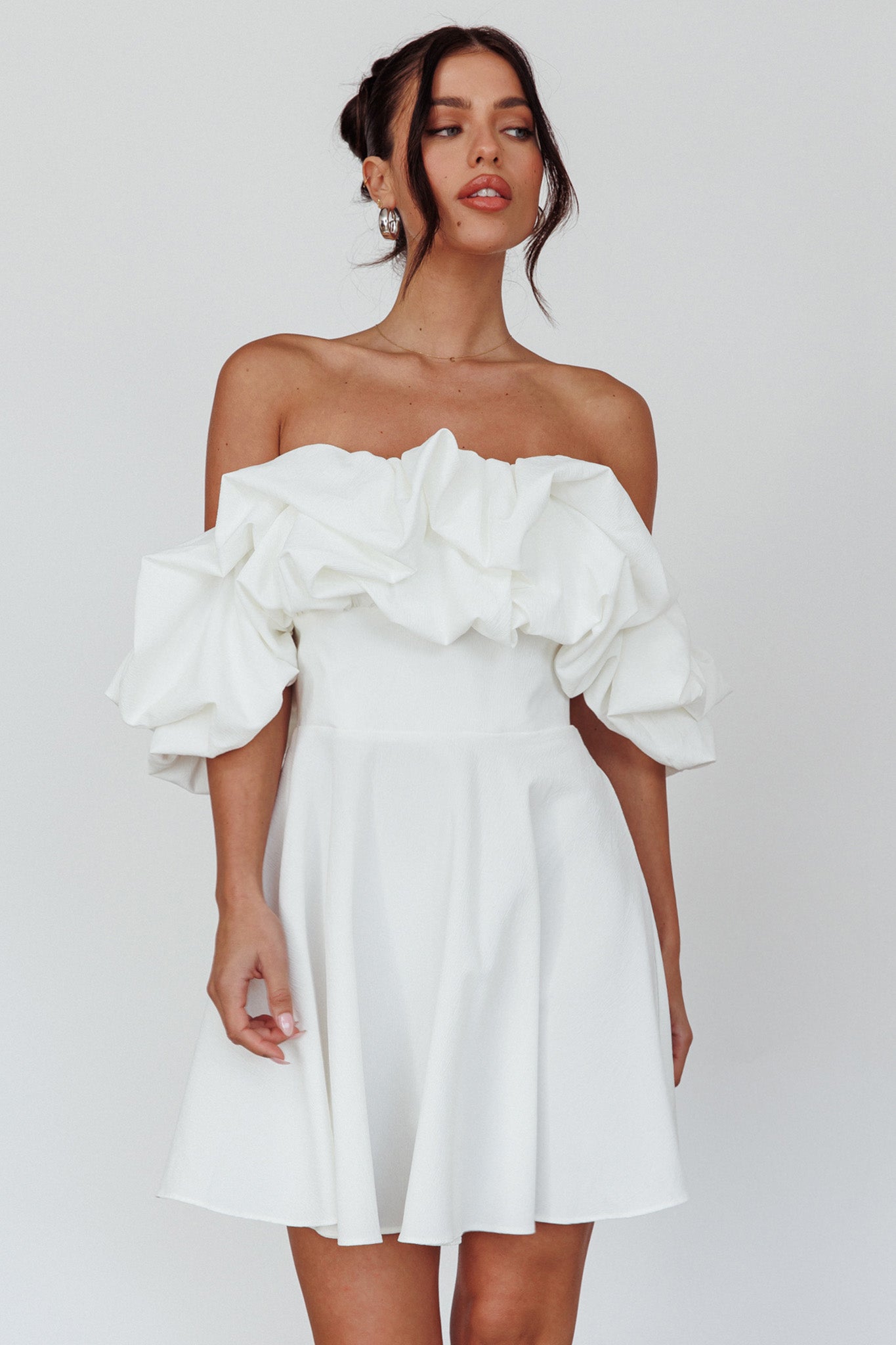 Kailynn Off-Shoulder A-Line Mini Dress White