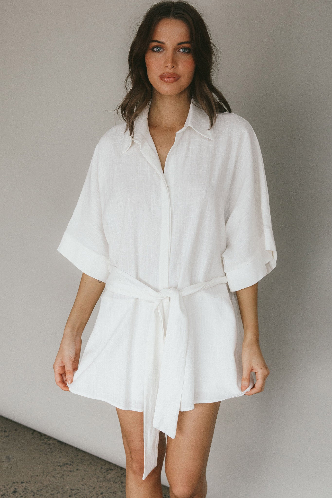 Daytona Beach Button-Up Romper White