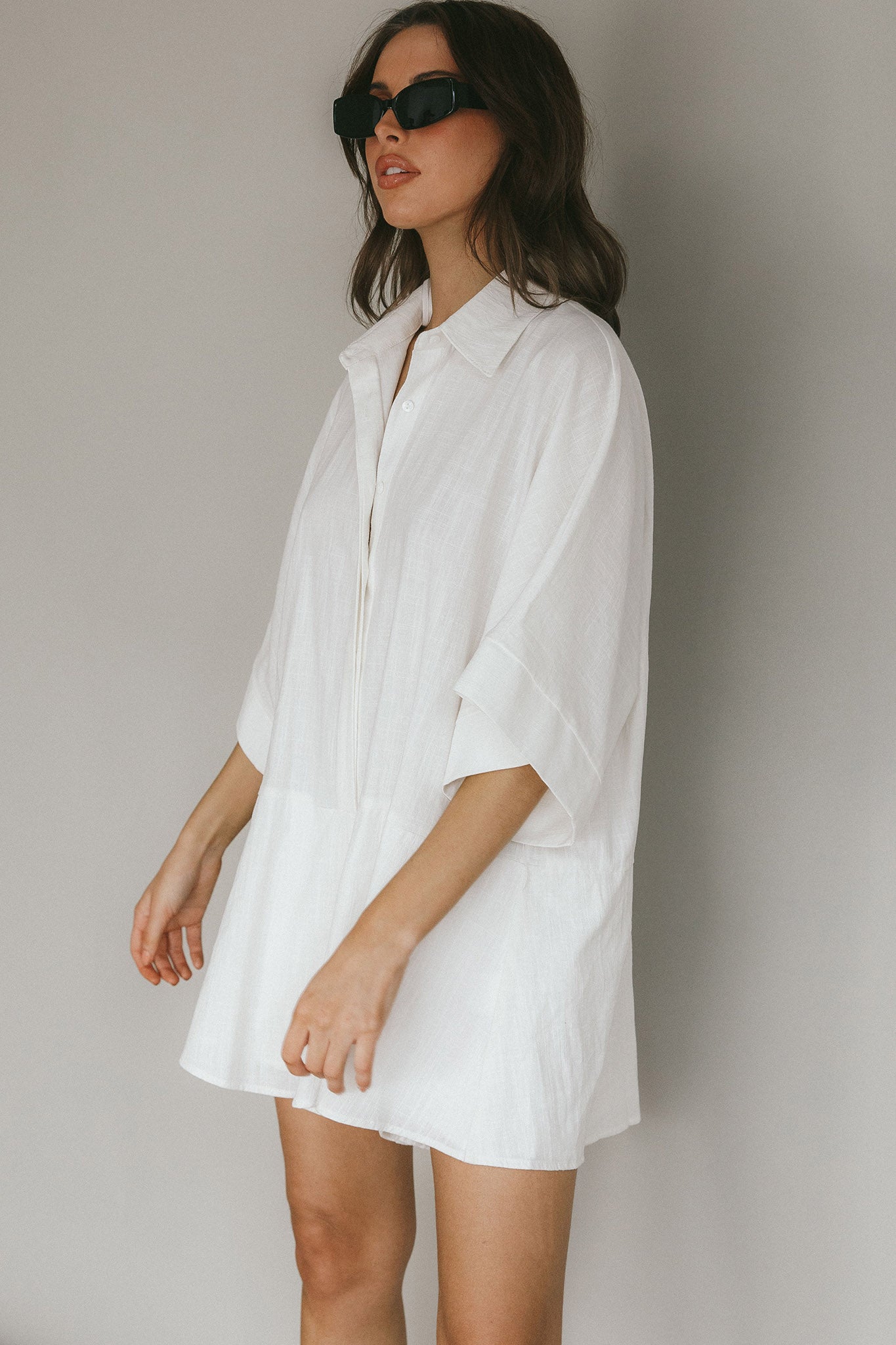 Daytona Beach Button-Up Romper White