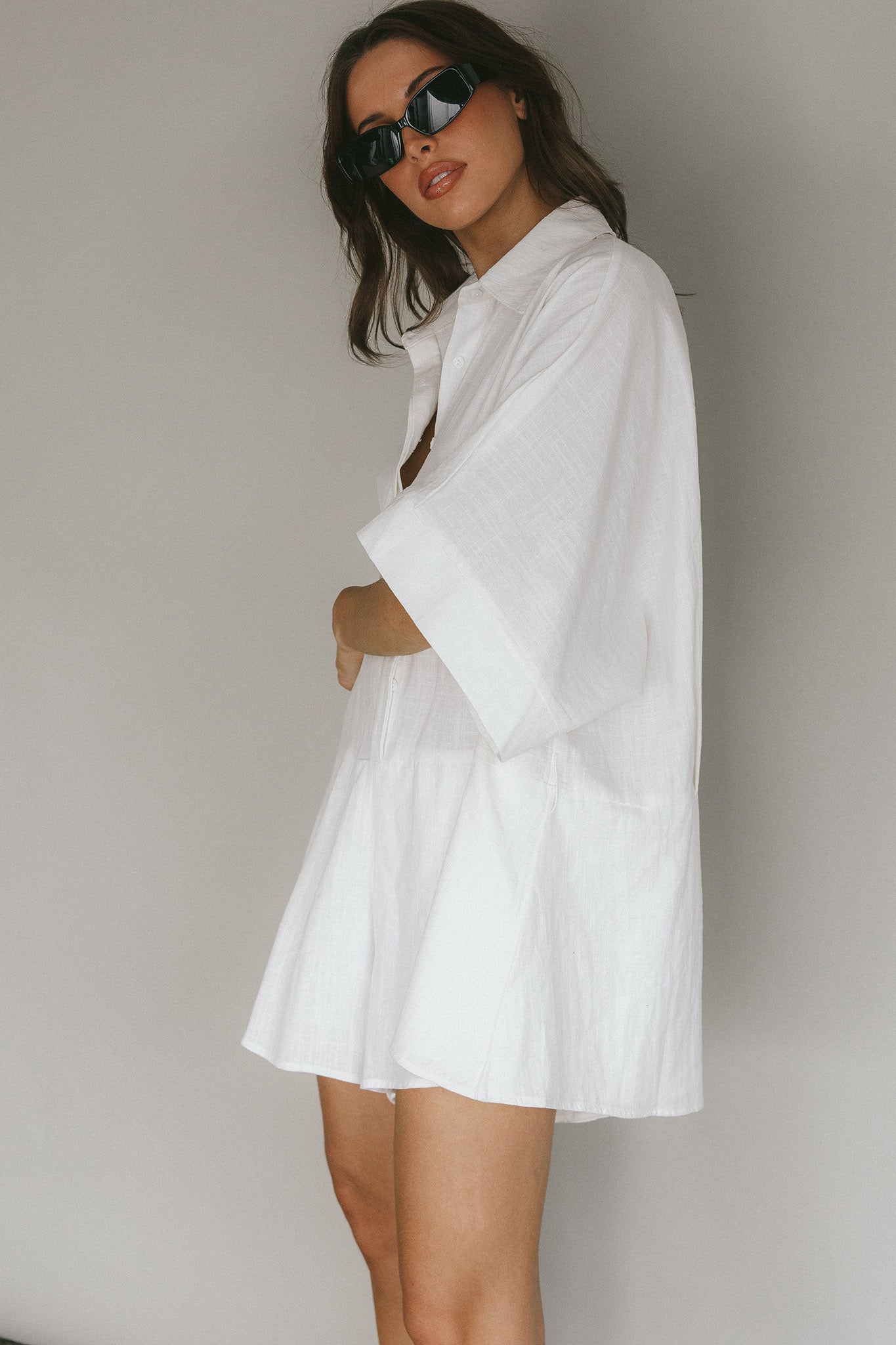 Daytona Beach Button-Up Romper White