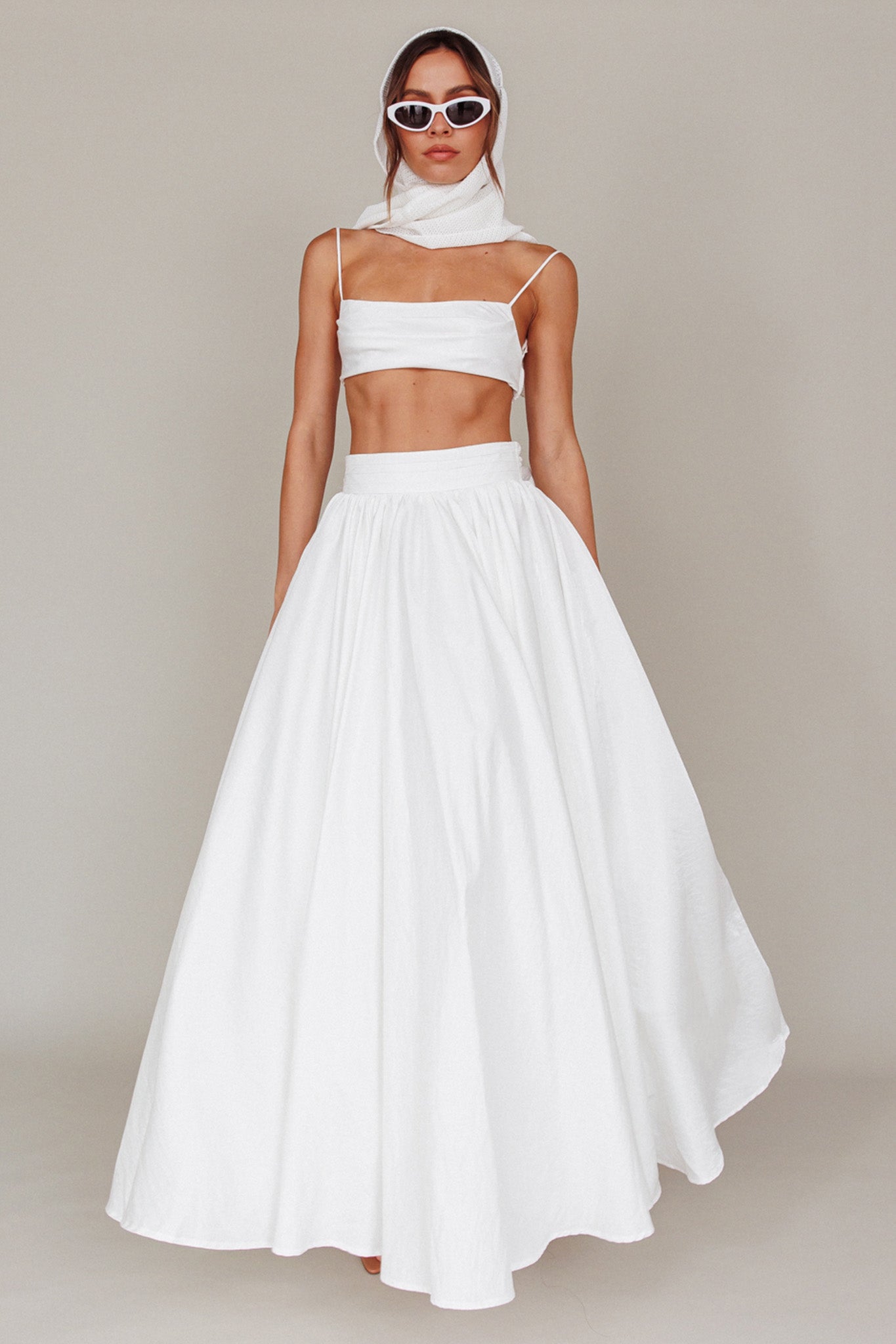 Love Songs Tied Back Maxi Skirt White