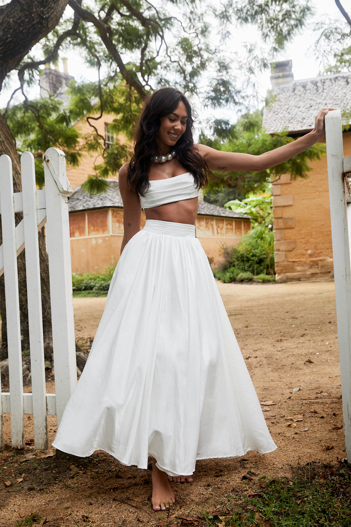 Love Songs Tied Back Maxi Skirt White