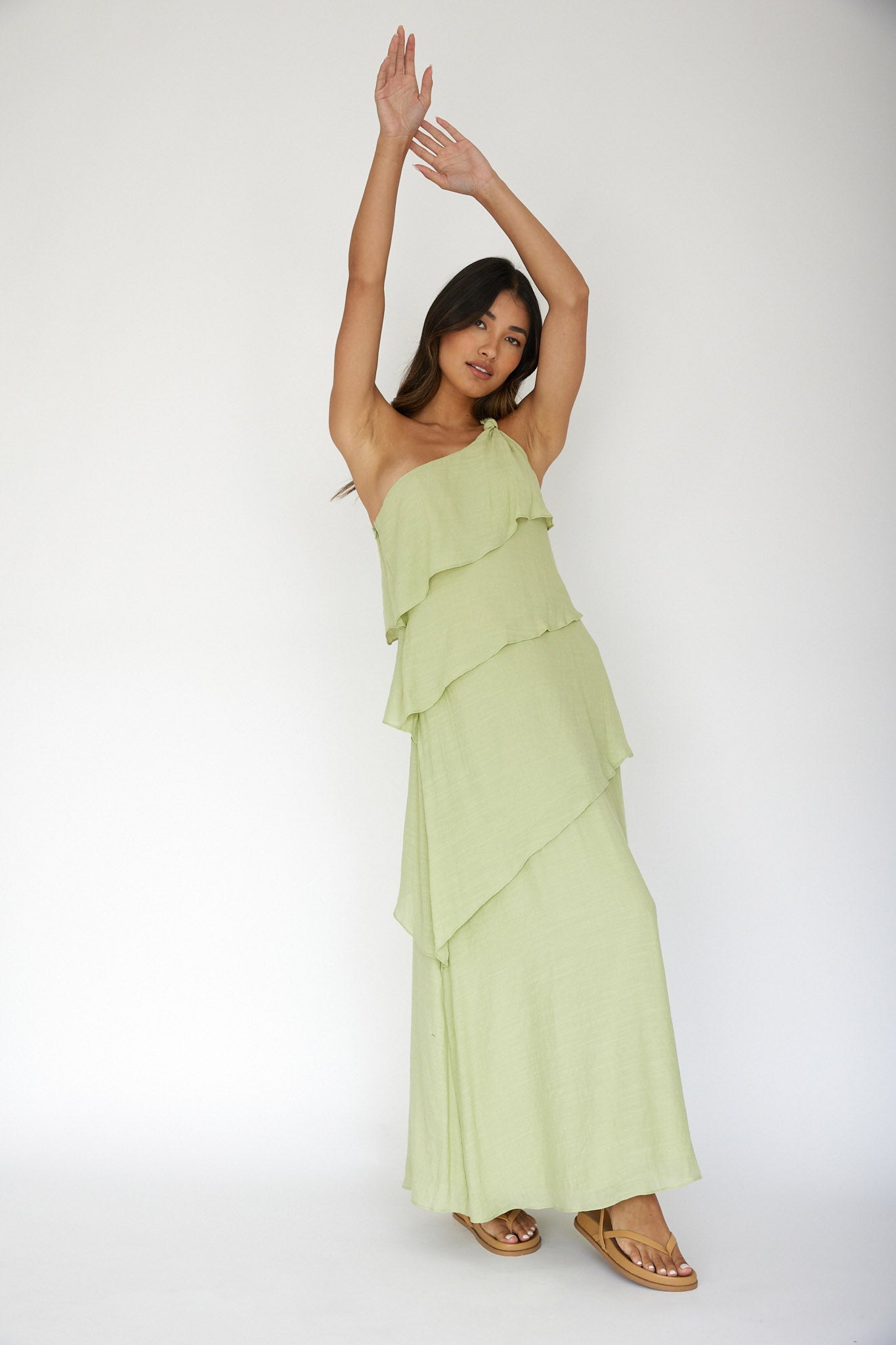 Delwyn One-Shoulder Maxi Dress Sage