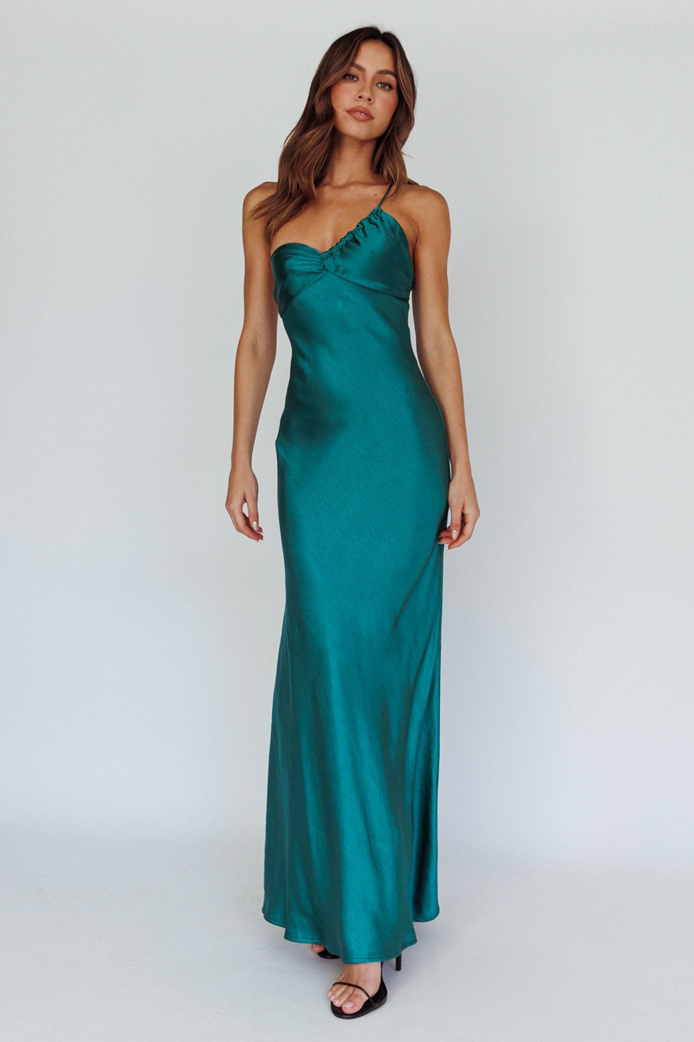 Twilight Tango One-Shoulder Maxi Dress Forest Green