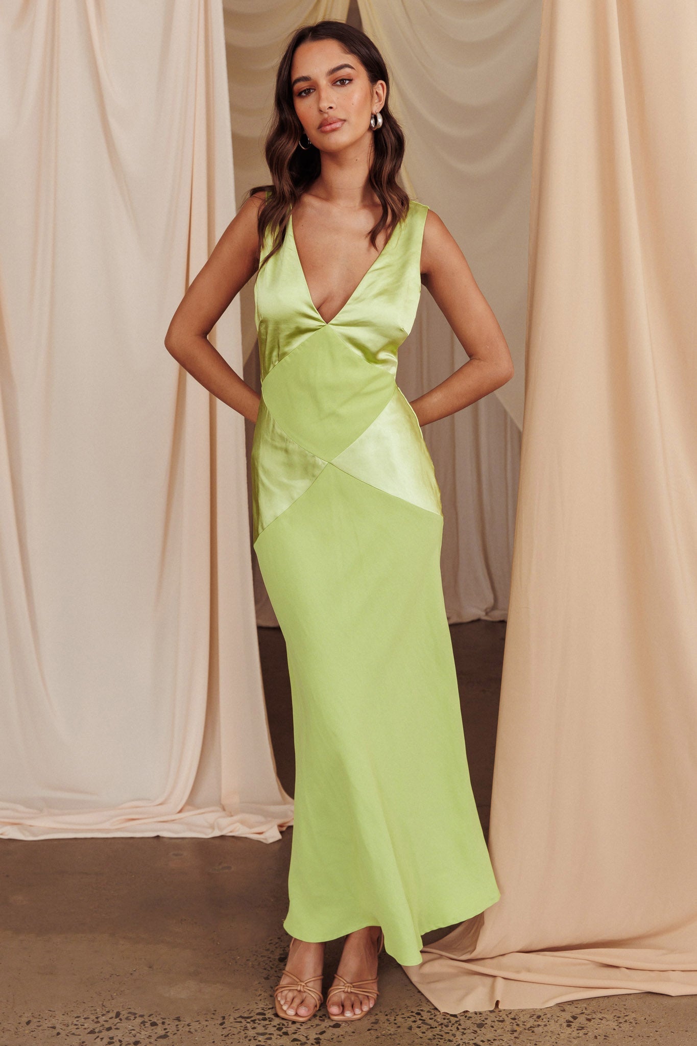 Soul Fire V-Neck Maxi Dress Lime