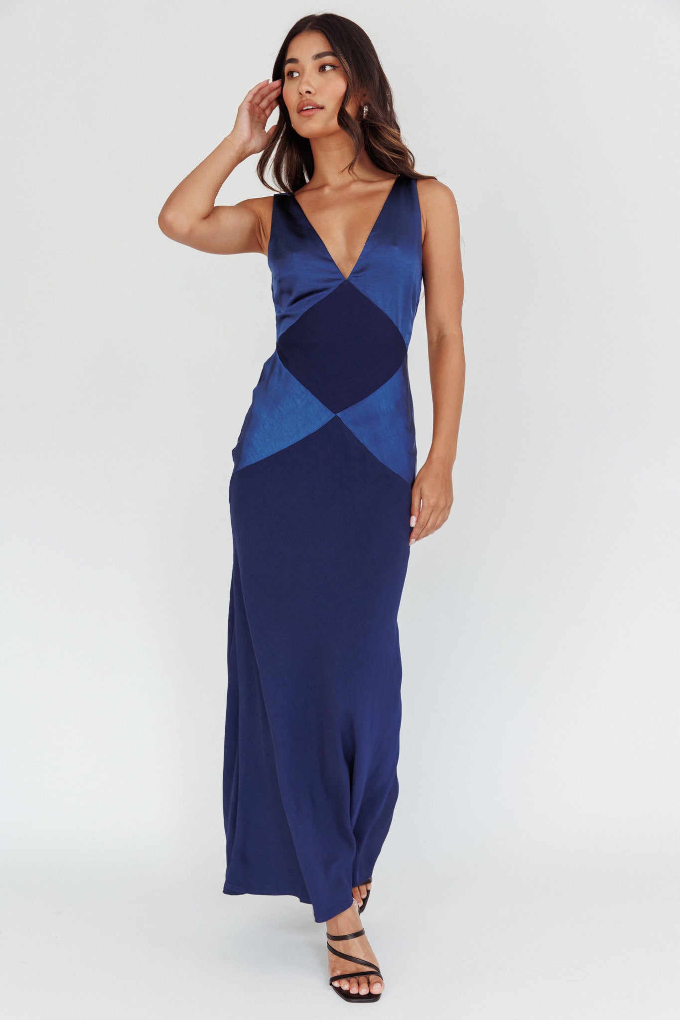 Soul Fire V-Neck Maxi Dress Navy