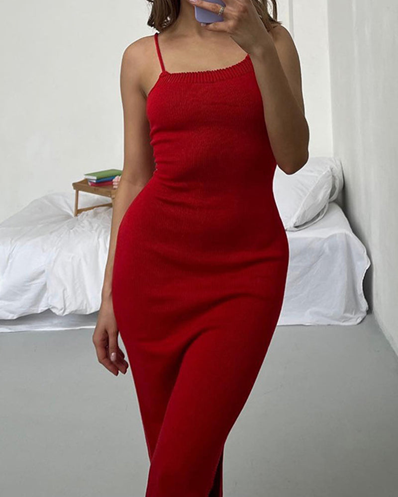 Backless Slit Long Bodycon Dress