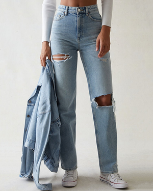 Slightly Stretchy Ripped Boyfriend Jeans